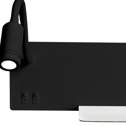 LED Nástěnné svítidlo SHELF 1xLED/4W+1xLED/5W+1xLED/2W/230V černá