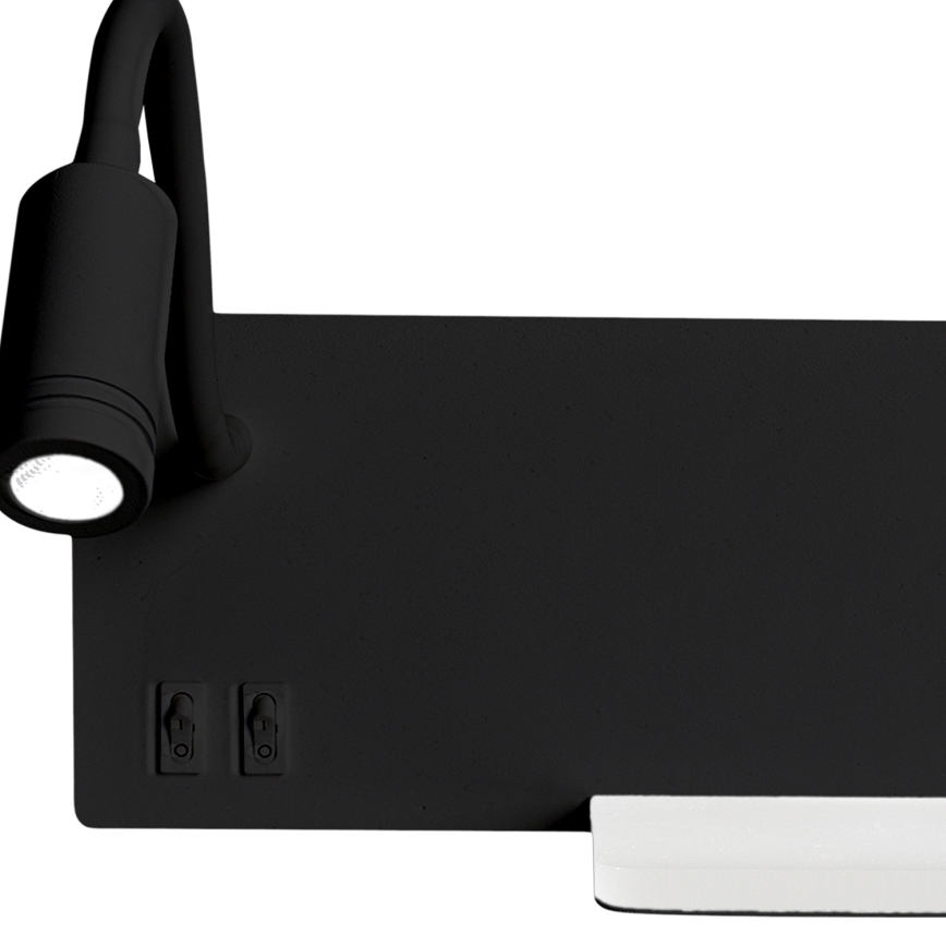 LED Nástěnné svítidlo SHELF 1xLED/4W+1xLED/5W+1xLED/2W/230V černá