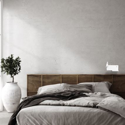 LED Nástěnné svítidlo SHELF LED/4W+LED/5W+LED/2W/230V + USB port bílá