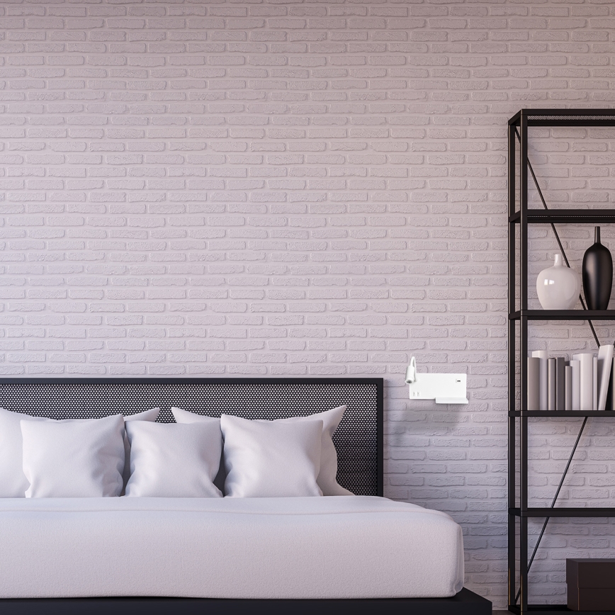 LED Nástěnné svítidlo SHELF LED/4W+LED/5W+LED/2W/230V + USB port bílá