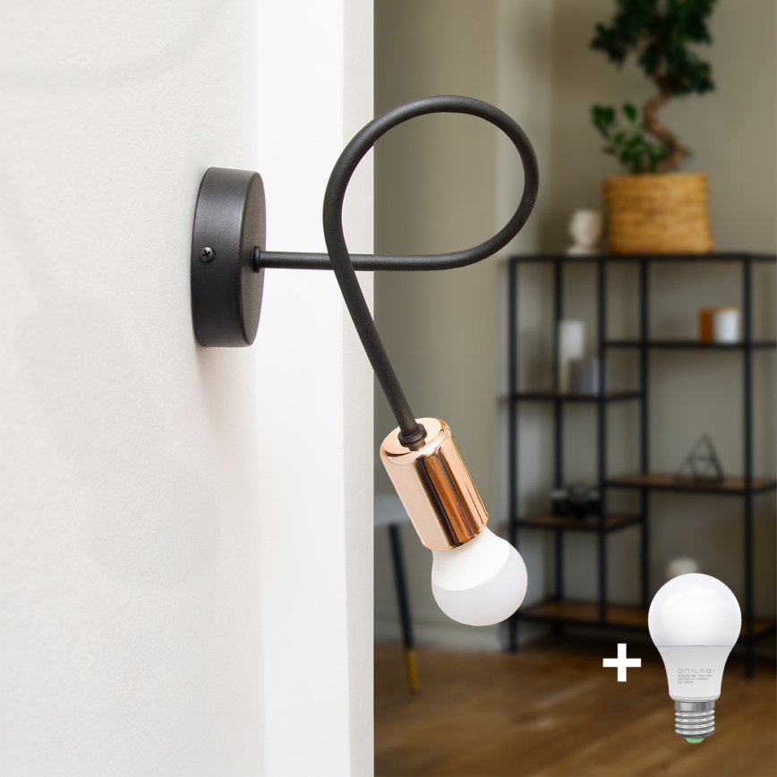 LED Nástěnné svítidlo TUBE 1xE27/15W/230V černá