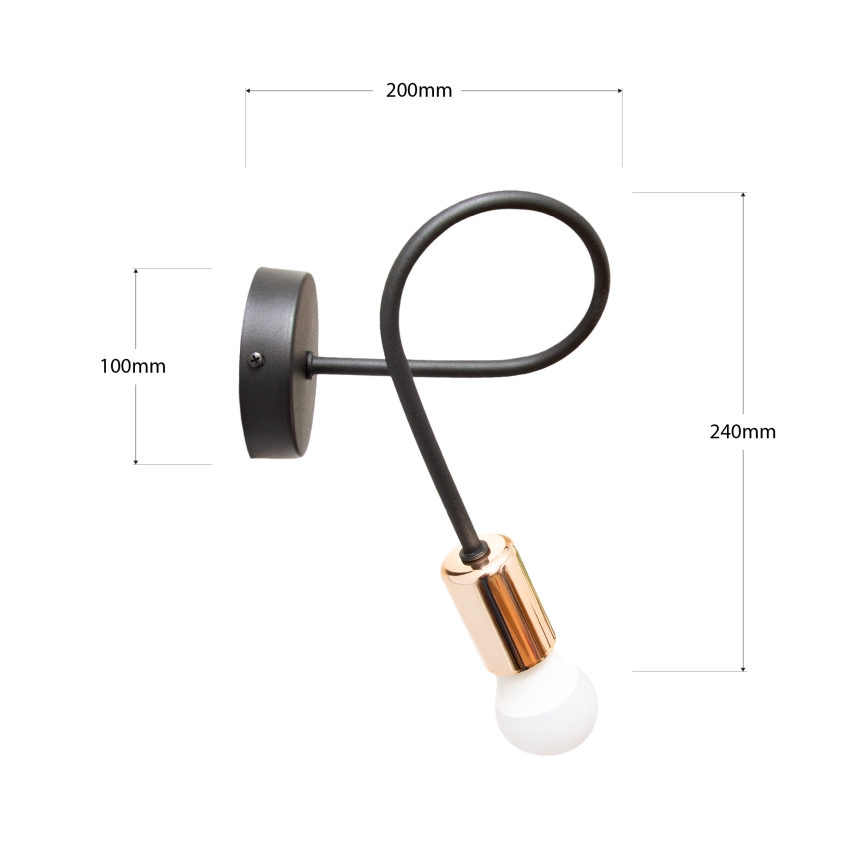 LED Nástěnné svítidlo TUBE 1xE27/15W/230V černá