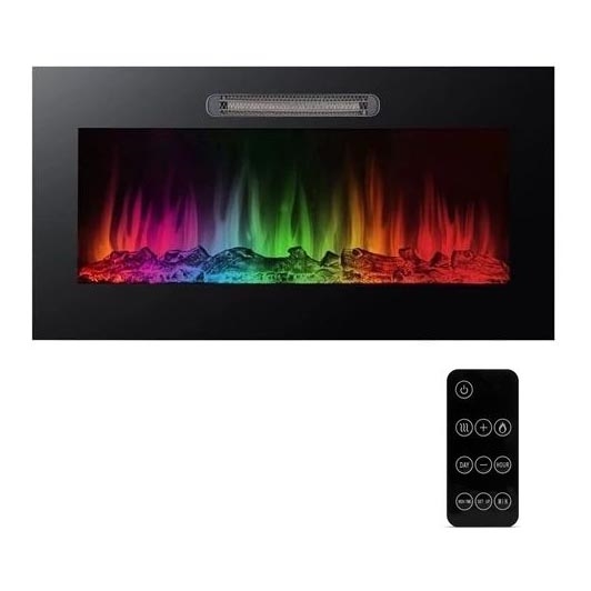 LED Nástěnný elektrický krb s topením LED/2000W/230V 48x91 cm + dálkové ovládání
