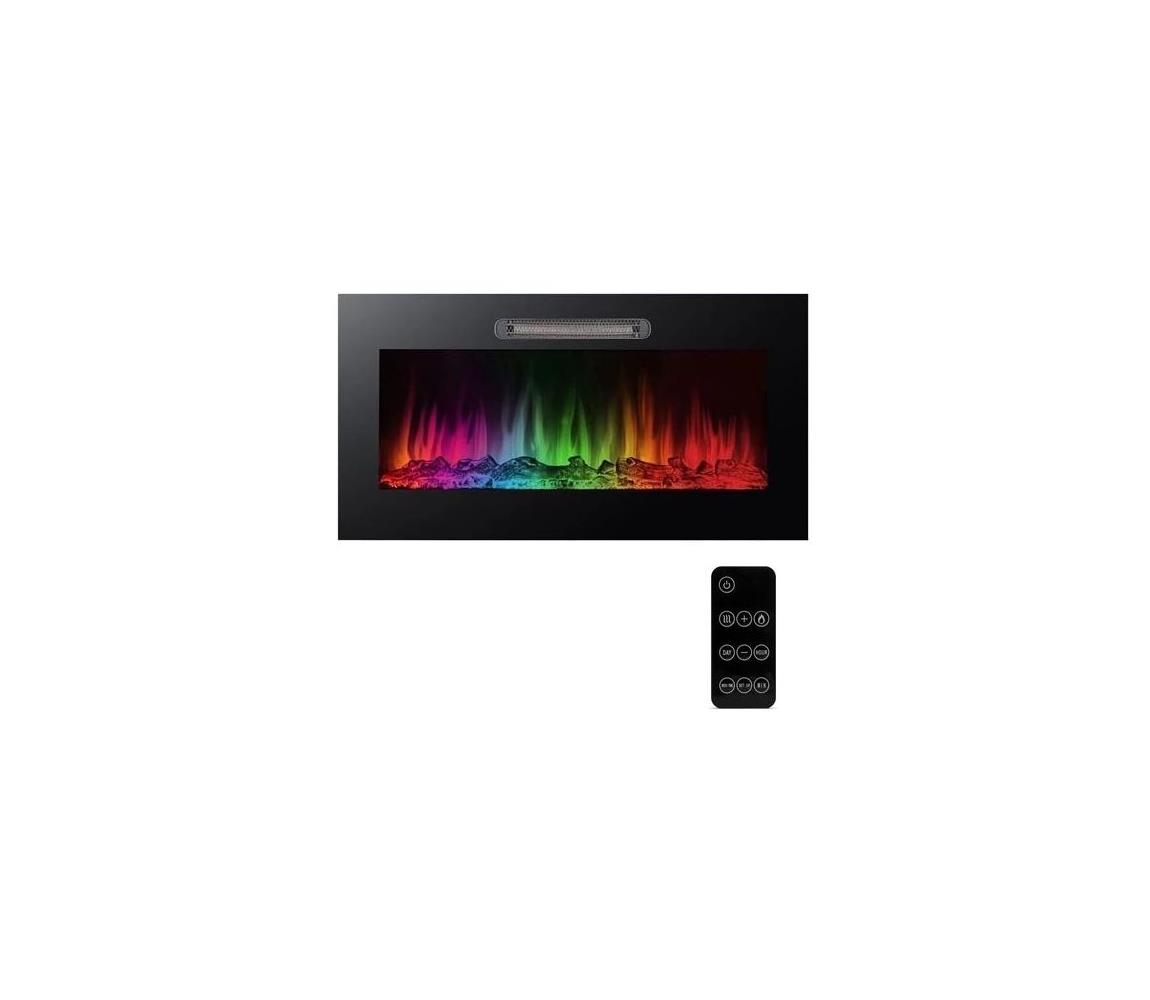 Bewello LED Nástěnný elektrický krb s topením LED/2000W/230V 48x91 cm + dálkové ovládání LC3515