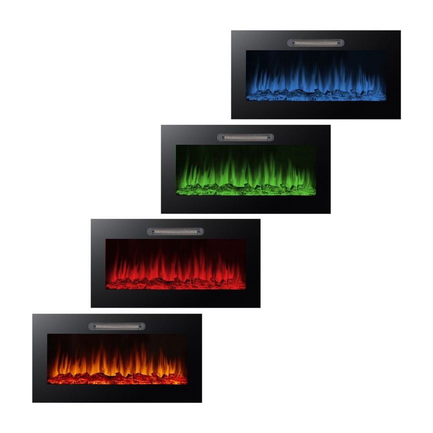 LED Nástěnný elektrický krb s topením LED/2000W/230V 48x91 cm + dálkové ovládání