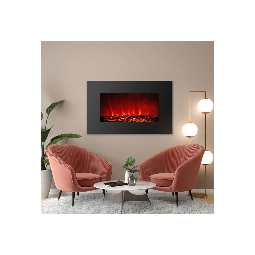 LED Nástěnný elektrický krb s topením LED/2000W/230V 56x88 cm