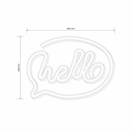LED Neonová nástěnná dekorace HELLO LED/3W/3xAA USB růžová