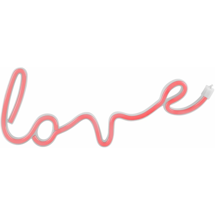 LED Neonová nástěnná dekorace LOVE LED/3W/3xAA USB červená