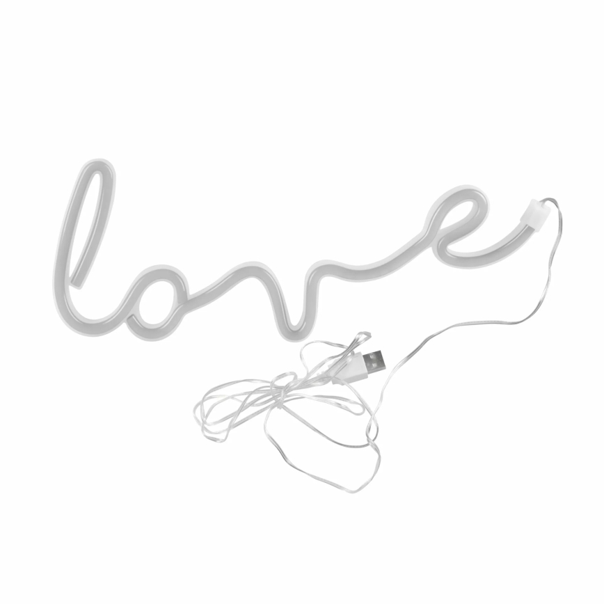 LED Neonová nástěnná dekorace LOVE LED/3W/3xAA USB červená