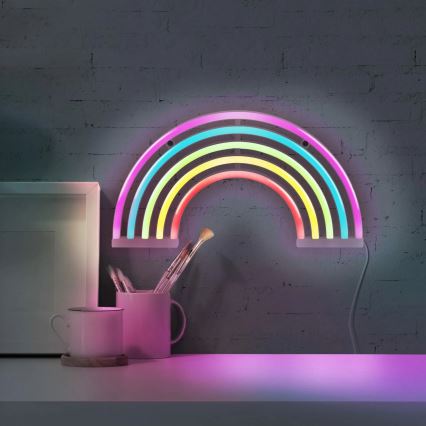 LED Neonová nástěnná dekorace RAINBOW LED/3W/3xAA USB multicolor