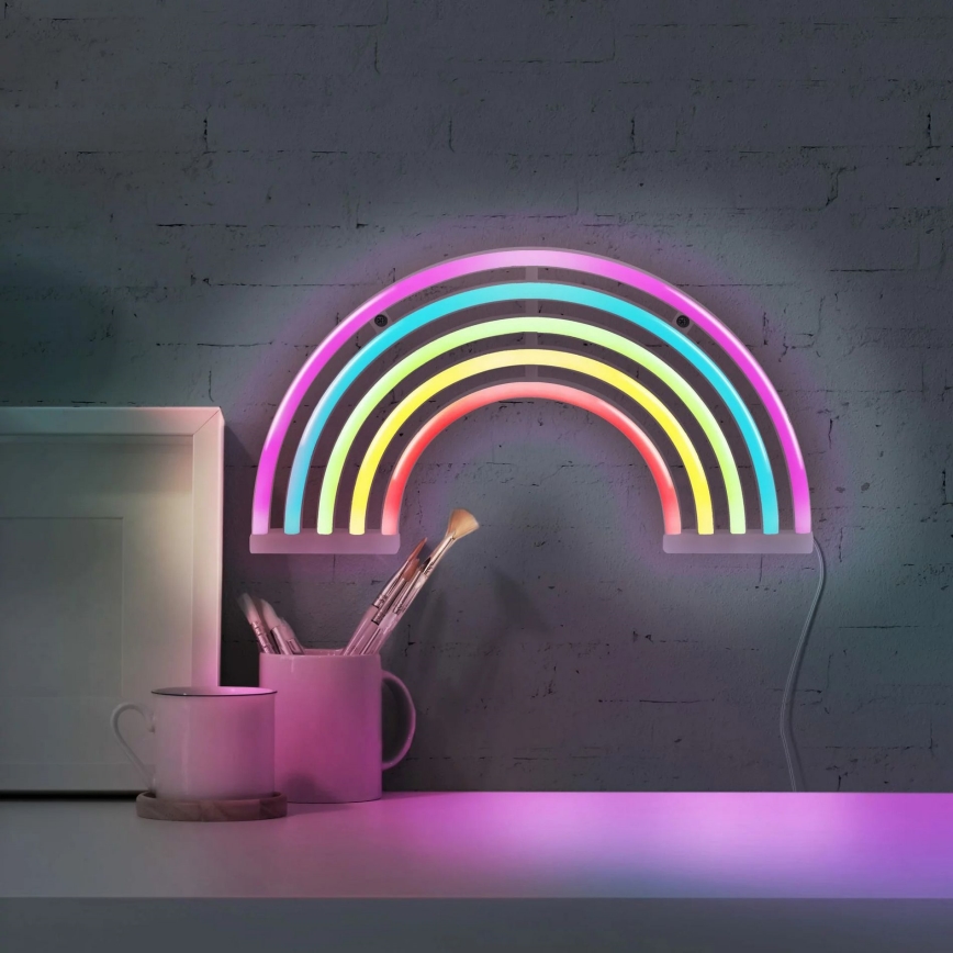 LED Neonová nástěnná dekorace RAINBOW LED/3W/3xAA USB multicolor