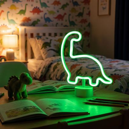 LED Neonová stolní dekorace LED/2W/3xAA USB dinosaur