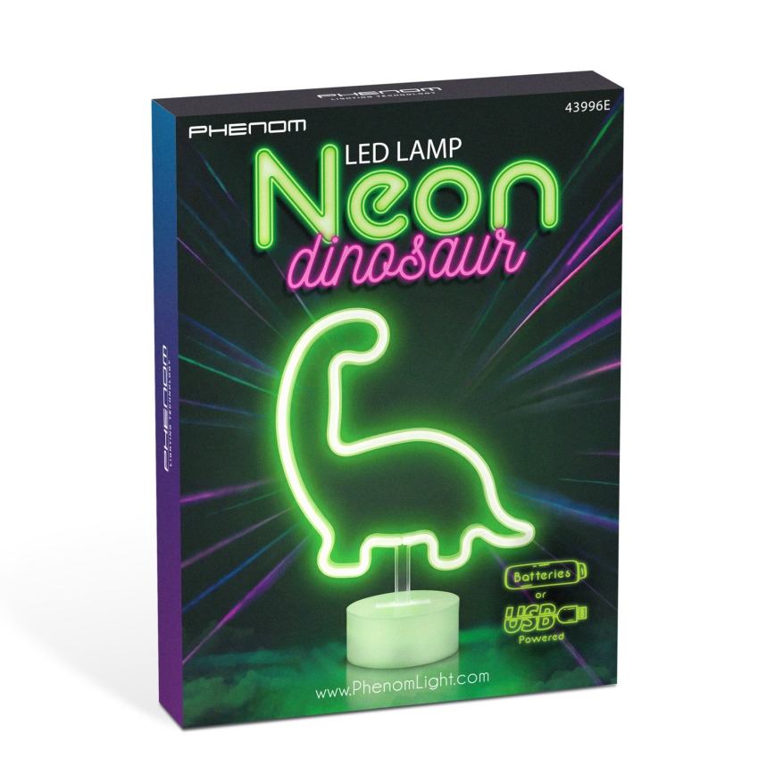 LED Neonová stolní dekorace LED/2W/3xAA USB dinosaur