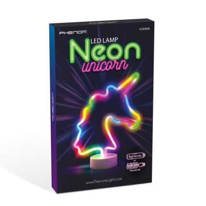 LED Neonová stolní dekorace LED/2W/3xAA USB jednorožec