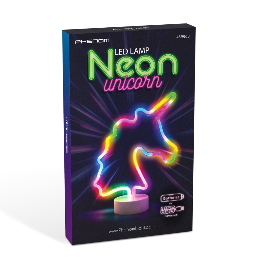 LED Neonová stolní dekorace LED/2W/3xAA USB jednorožec