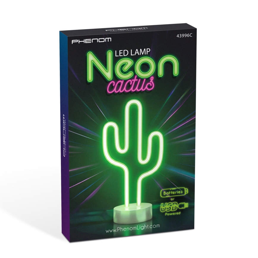 LED Neonová stolní dekorace LED/2W/3xAA USB kaktus