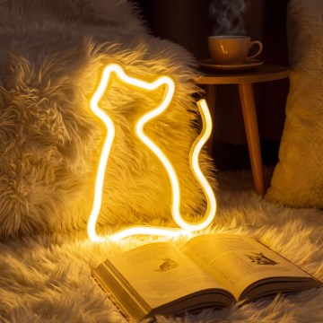 LED Neonová stolní dekorace LED/2W/3xAA USB kočka