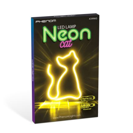 LED Neonová stolní dekorace LED/2W/3xAA USB kočka