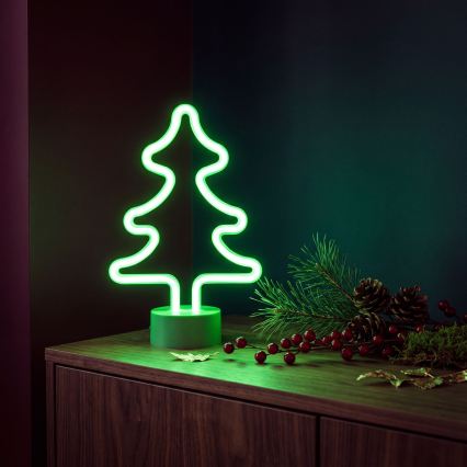 LED Neonová stolní dekorace LED/2W/3xAA USB strom