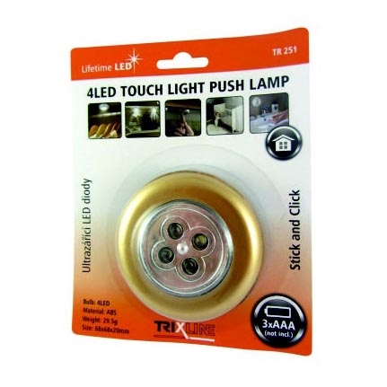 LED Noční dotykové světlo 4xLED/0,2W/3xAAA zlatá