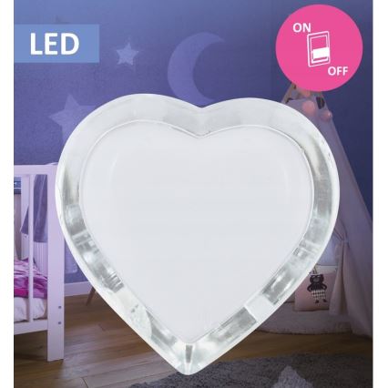 LED Noční světlo do zásuvky 0,4W/230V bílé srdce