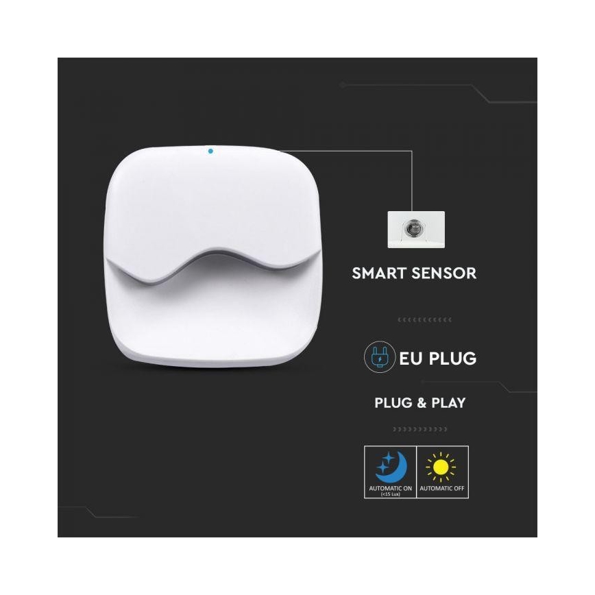 LED Noční světlo se senzorem SAMSUNG CHIP LED/0,5W/230V 60mm 3000K hranatý
