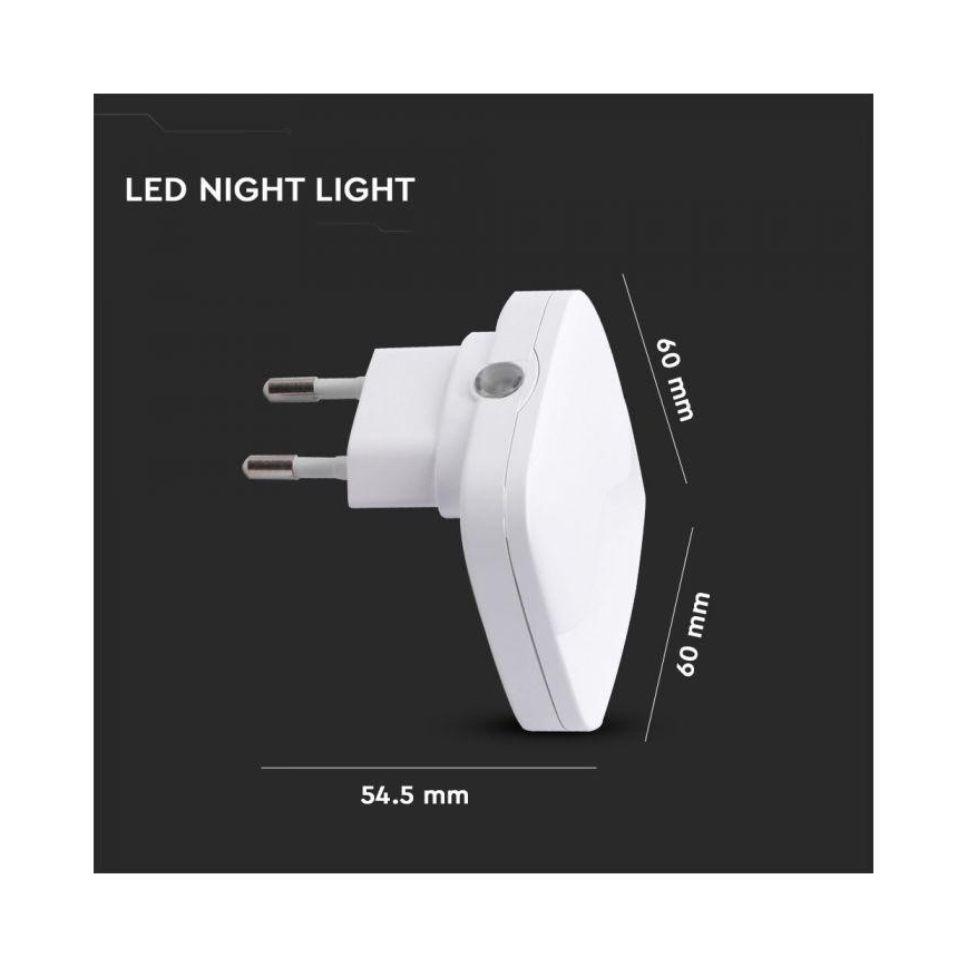 LED Noční světlo se senzorem SAMSUNG CHIP LED/0,5W/230V 60mm 3000K hranatý