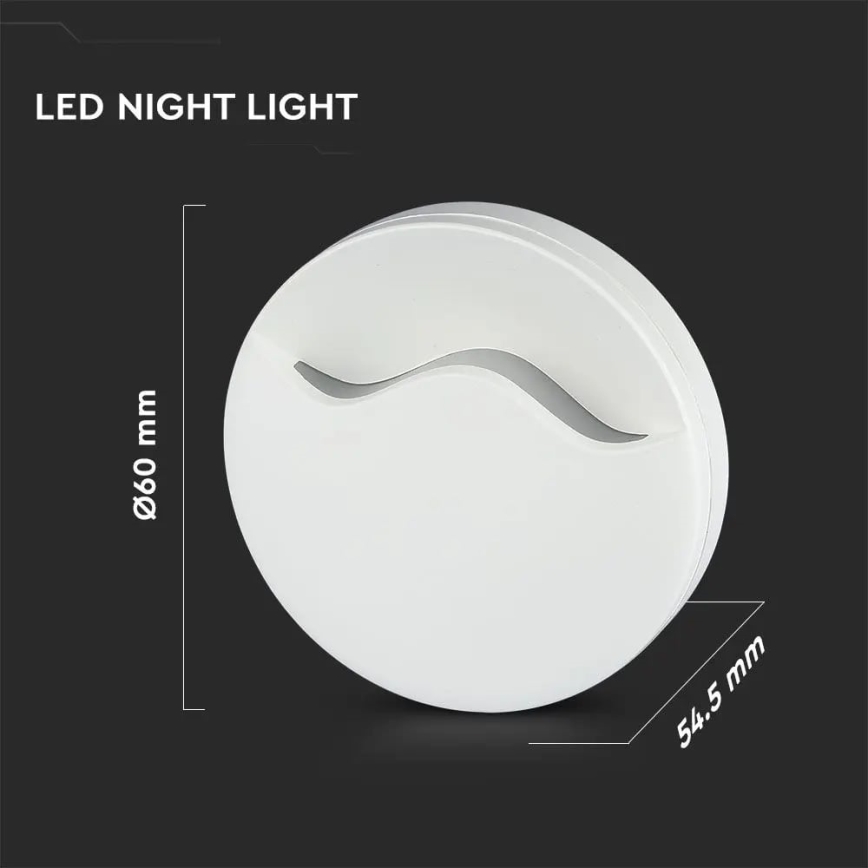 LED Noční světlo se senzorem SAMSUNG CHIP LED/0,5W/230V 60mm 3000K kulatý