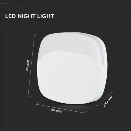 LED Noční světlo se senzorem SAMSUNG CHIP LED/0,5W/230V 65mm 3000K hranatý