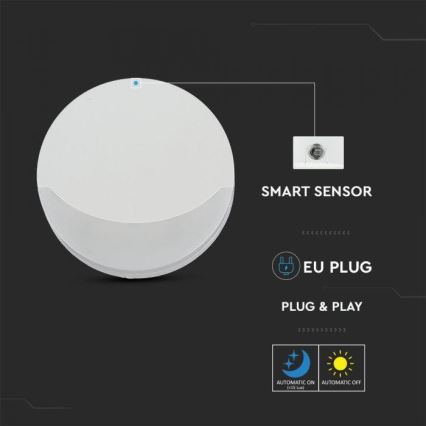 LED Noční světlo se senzorem SAMSUNG CHIP LED/0,5W/230V 65mm 3000K kulatý