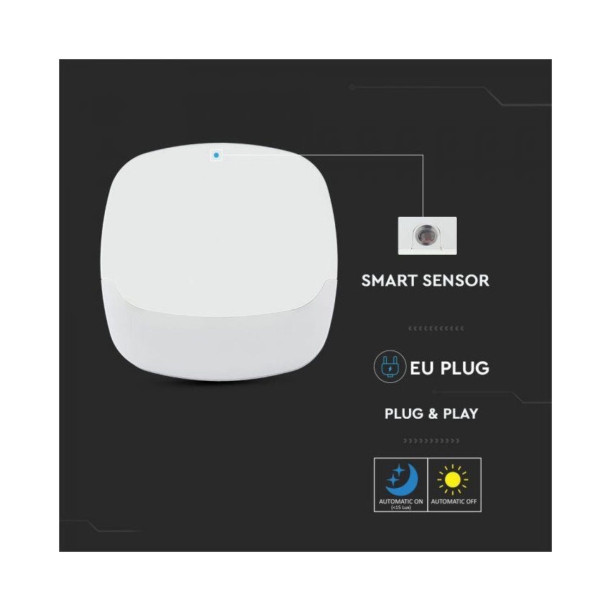 LED Noční světlo se senzorem SAMSUNG CHIP LED/0,5W/230V 65mm 4000K hranatý
