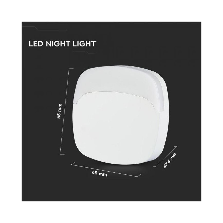 LED Noční světlo se senzorem SAMSUNG CHIP LED/0,5W/230V 65mm 4000K hranatý