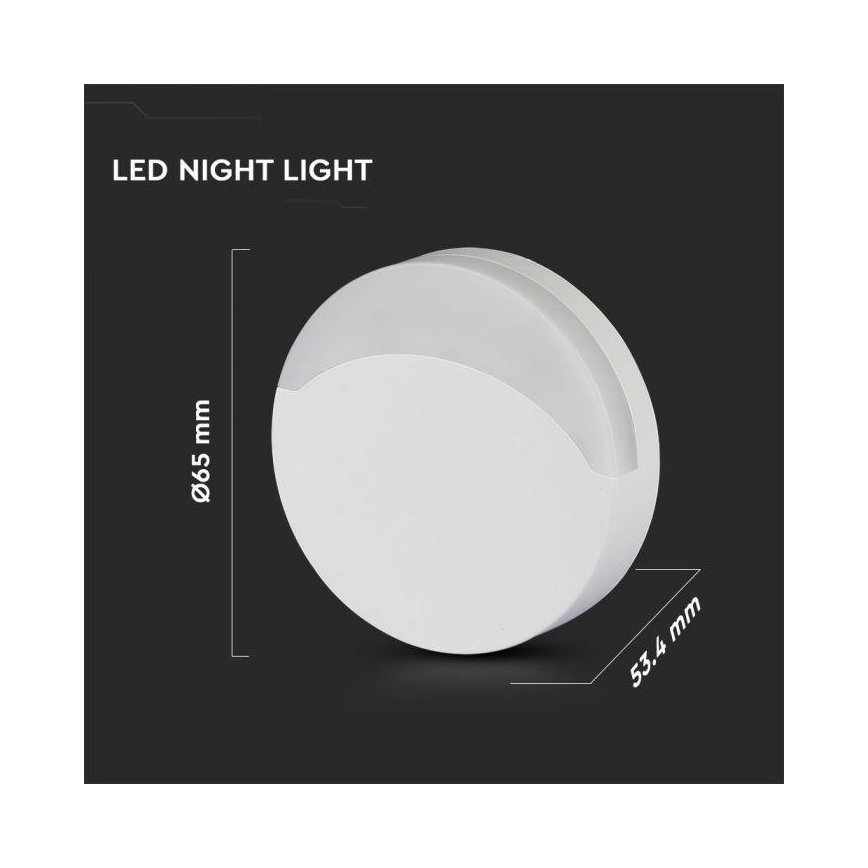 LED Noční světlo se senzorem SAMSUNG CHIP LED/0,5W/230V 65mm 4000K kulatý