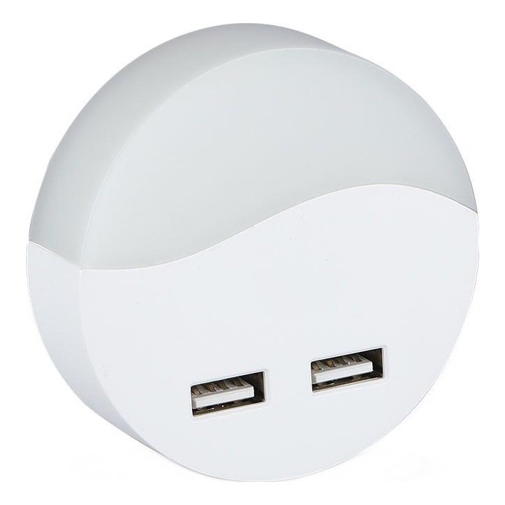 LED Noční světlo se senzorem soumraku do zásuvky 2xUSB LED/0,45W/230V 3000K
