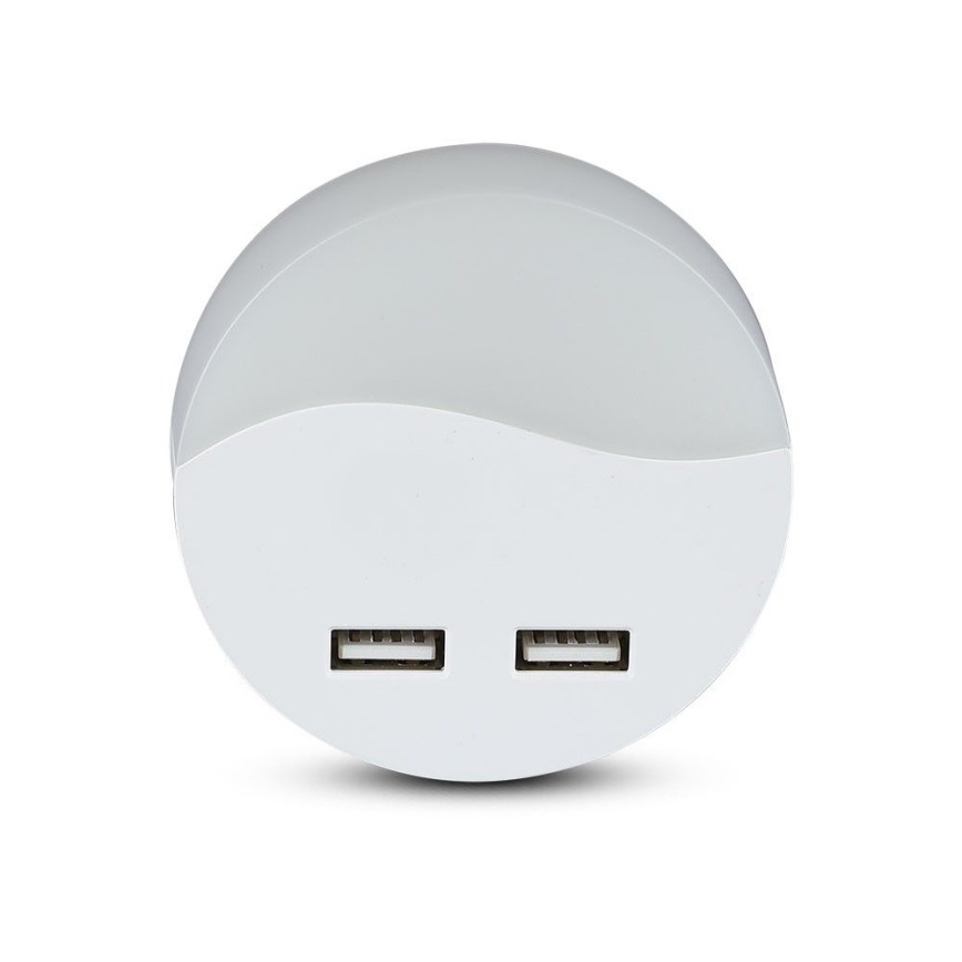 LED Noční světlo se senzorem soumraku do zásuvky 2xUSB LED/0,45W/230V 3000K