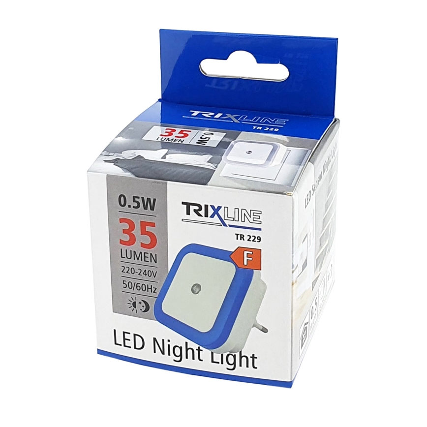 LED Noční světlo se senzorem soumraku LED/0,5W/230V modrá