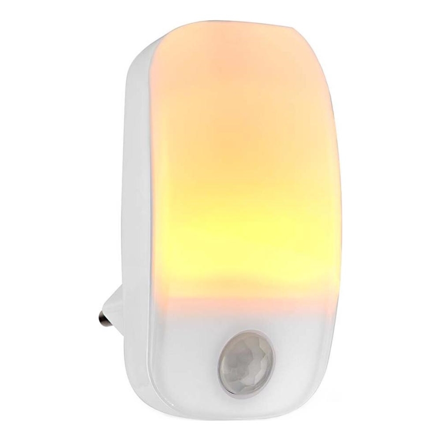 LED Orientační svítidlo se senzorem pohybu a soumraku do zásuvky LED/0,55W/230V bílá