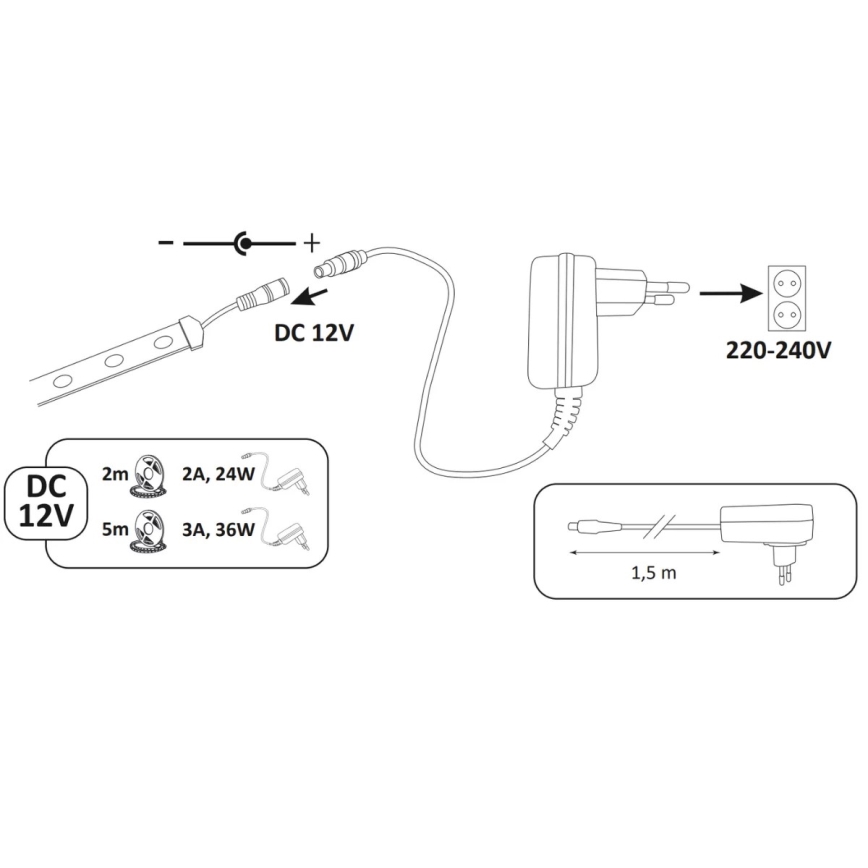 LED pásek 5m LED/36W/12V 4000K