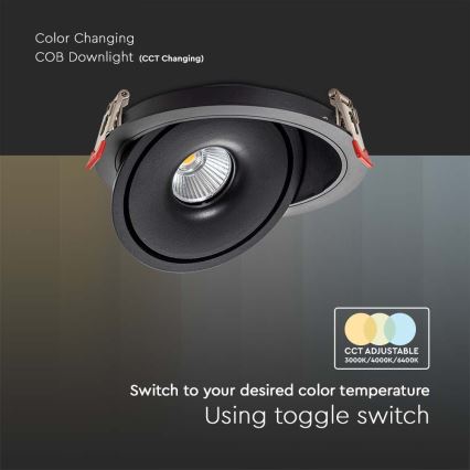 LED Podhledové bodové svítidlo LED/12W/230V 3000/4000/6400K pr. 12 cm černá