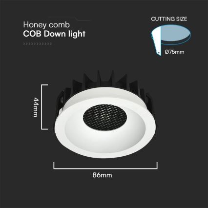 LED Podhledové svítidlo LED/12W/230V 3000/4000/6400K ø 8,6 cm bílá