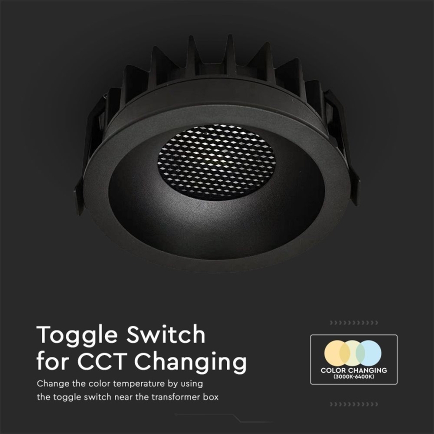 LED Podhledové svítidlo LED/18W/230V 3000/4000/6400K pr. 10,6 cm černá