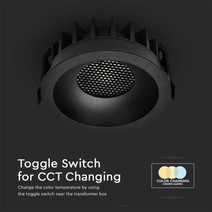 LED Podhledové svítidlo LED/18W/230V 3000/4000/6400K ø 10,6 cm černá