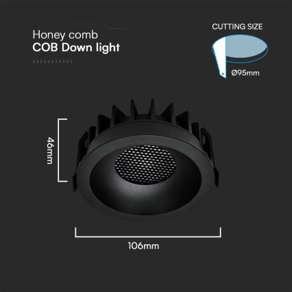 LED Podhledové svítidlo LED/18W/230V 3000/4000/6400K ø 10,6 cm černá