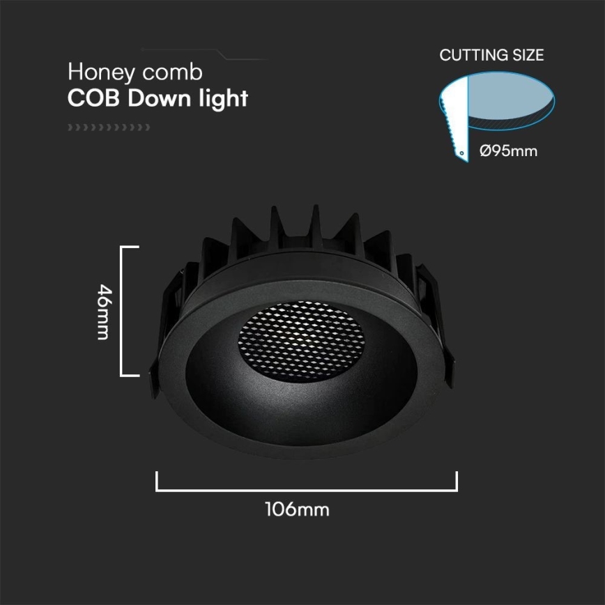 LED Podhledové svítidlo LED/18W/230V 3000/4000/6400K ø 10,6 cm černá