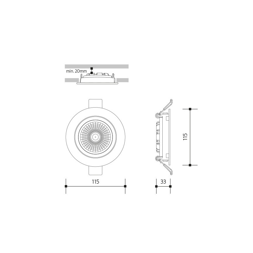 LED Podhledové svítidlo LED/18W/230V 3000K pr. 11,5 cm černá