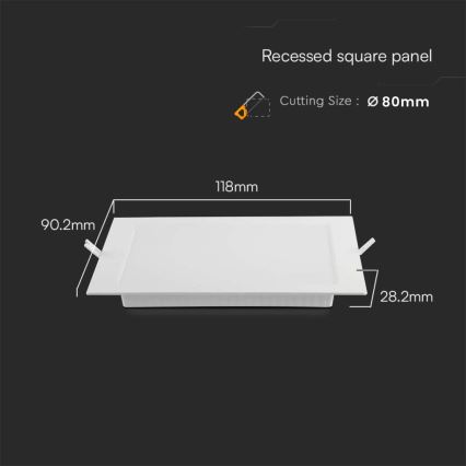 LED Podhledové svítidlo LED/3W/230V 9x9 cm 6500K bílá