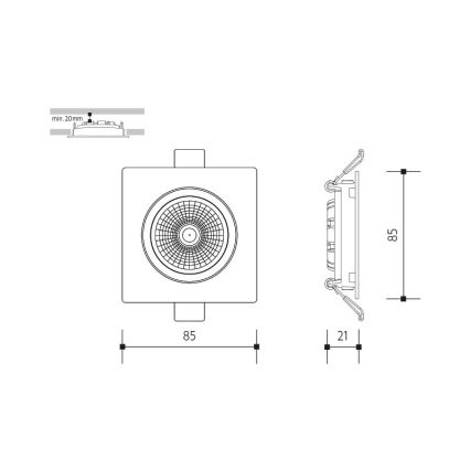 LED Podhledové svítidlo LED/6W/230V 4000K 8,5x8,5 cm černá