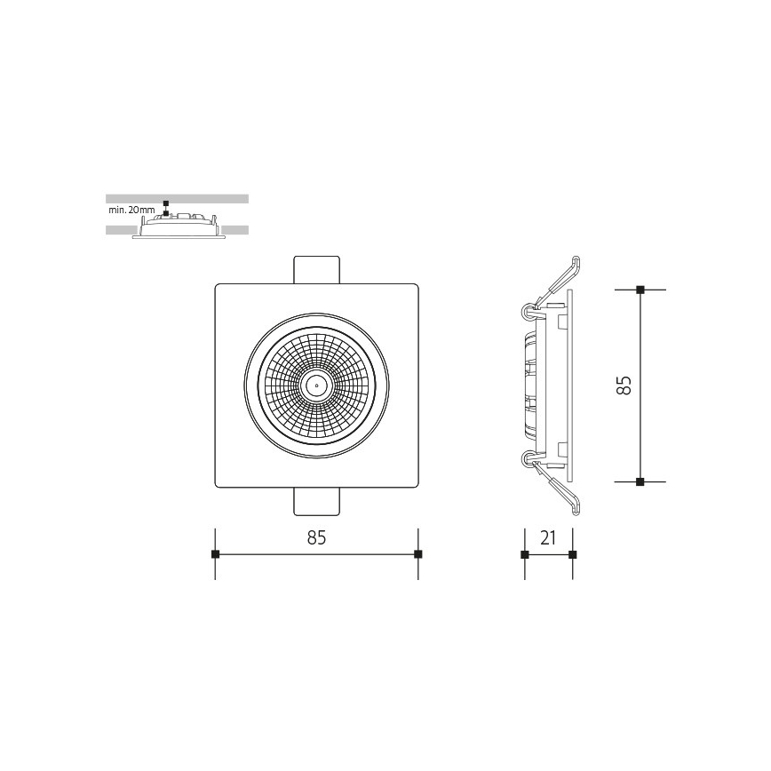 LED Podhledové svítidlo LED/6W/230V 4000K 8,5x8,5 cm černá