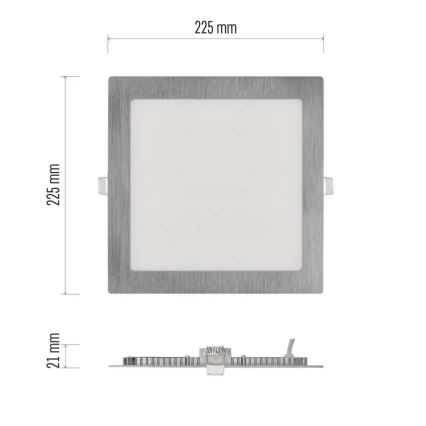 LED Podhledové svítidlo NEXXO LED/18W/230V 3000/3500/4000K stříbrná 22,5x22,5 cm