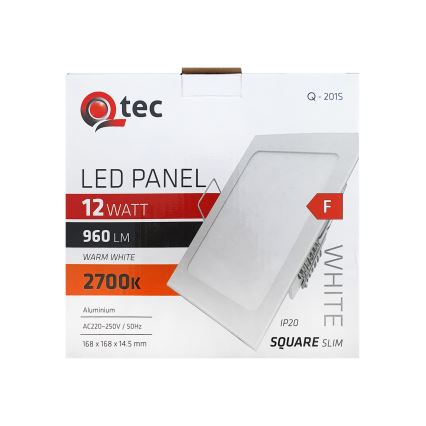 LED Podhledové svítidlo QTEC LED/12W/230V 2700K 16,8x16,8 cm